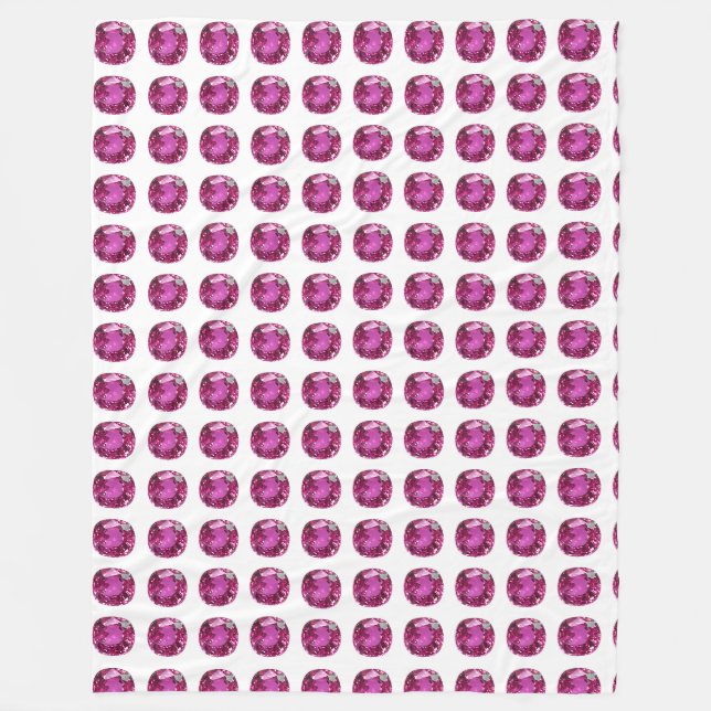 Pink Gem Pattern Fleece Blanket (Front)