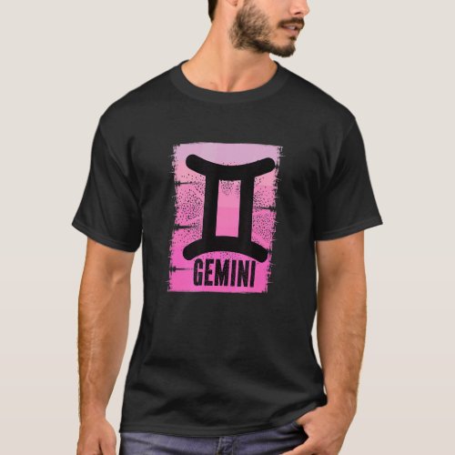 Pink Gemini Symbol May Birthday Born In June Zodia T_Shirt