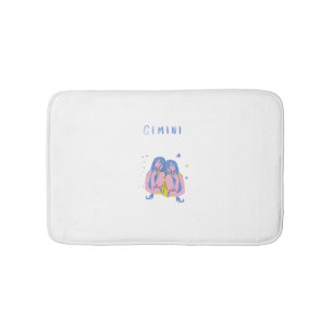 Pink Gemini, zodiac, star sign print Bath Mat