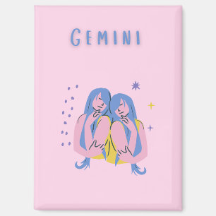 Pink Gemini, zodiac, star sign print Magnet