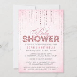 Pink Gems & Glitter Baby Shower Invitation