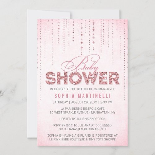 Glitter Look Baby Shower Invitation