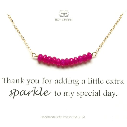 Pink Gemstone Bridesmaid Necklace (Front)