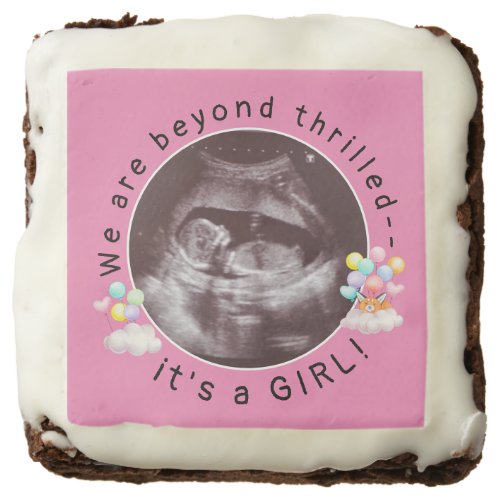  Pink Gender Reveal Baby Girl Ultrasound Photo Brownie