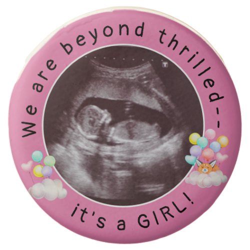  Pink Gender Reveal Baby Girl Ultrasound Photo Chocolate Covered Oreo
