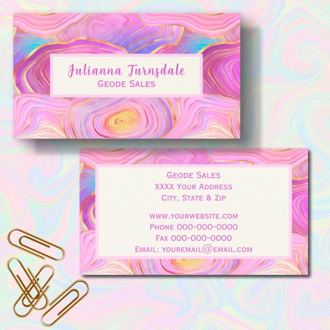 Pink Geode with Gold Veining Business Card (Creator Uploaded)