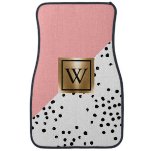 Pink Geometric and Polka Dots Car Floor Mat