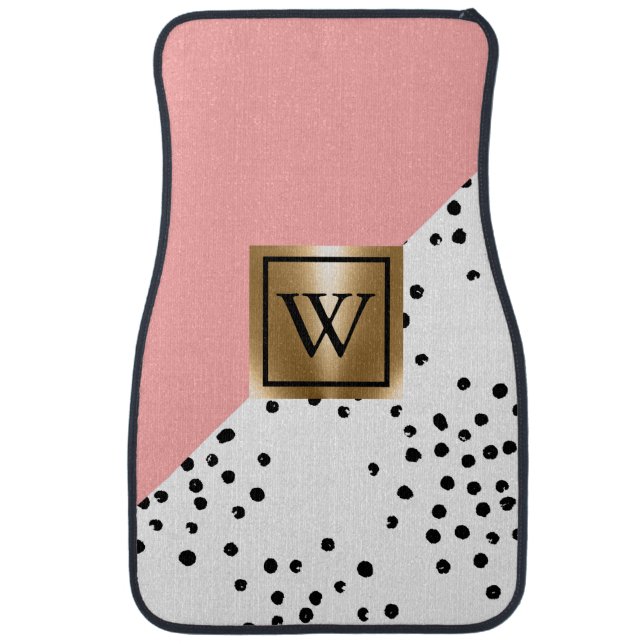Pink Geometric and Polka Dots Car Floor Mat (Front)