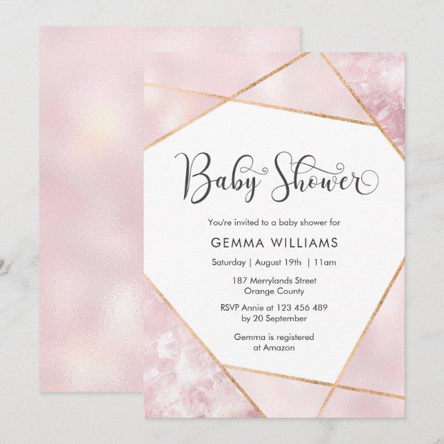Pink Geometric Baby Shower invitation (Front/Back)