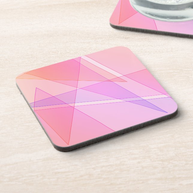 Pink Geometric  Beverage Coaster (Left Side)