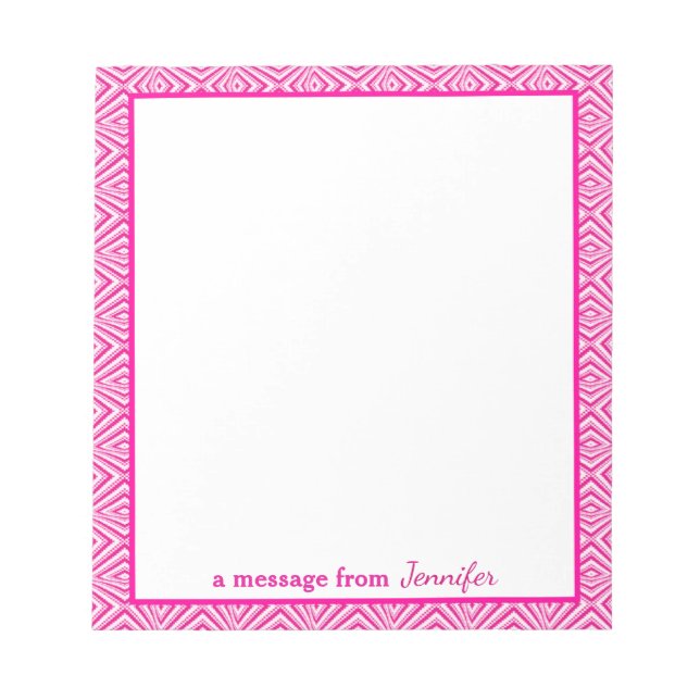 Pink Geometric Border with Monogram Notepad (Front)