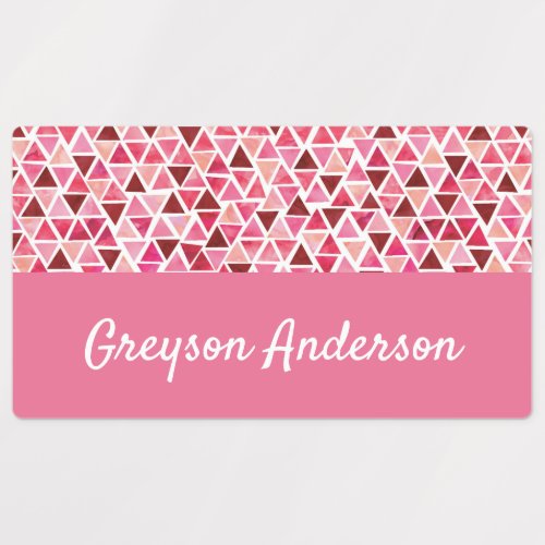 Pink Geometric Confetti Kids Label Rectangle