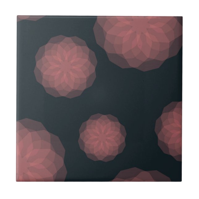 Pink, geometric, cool, trendy flower abstraction ceramic tile (Front)