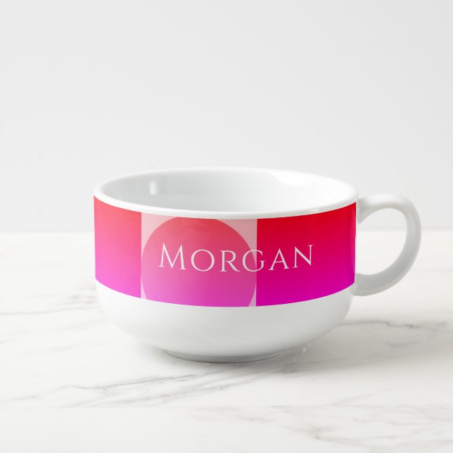 Pink Geometric Design, Name Soup Mug (Left)