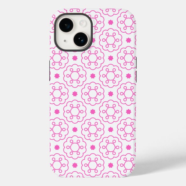 "Pink Geometric Floral" Modern Pattern Phone Case (Back)