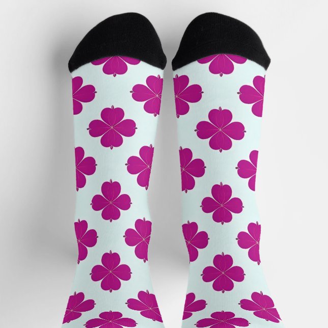 Pink Geometric Flowers on a Light Background Socks (Top)