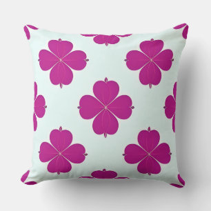 Pink Geometric Flowers on a Light Background Throw Pillow