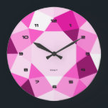 Pink Geometric Modern Design Large Clock<br><div class="desc">Elegant modern abstract pink diamond closeup illustration trendy geometric design.</div>