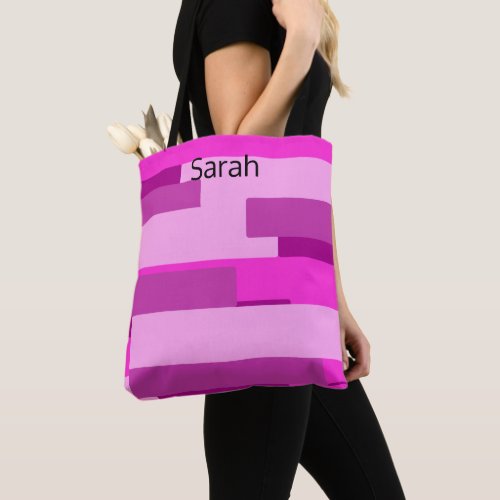 Pink Geometric Monogram Tote Bag