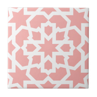 Pink geometric Moroccan tile mosaic in