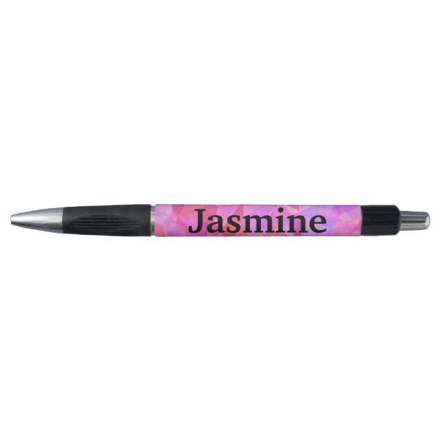 Pink Geometric Pattern Custom Name Pen (Front)