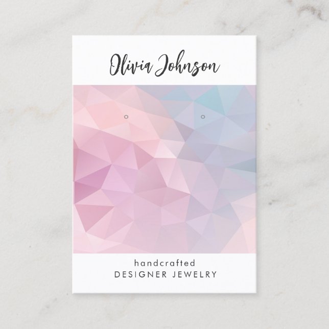 Pink Geometric Pattern Jewelry Earring Display  Business Card (Front)