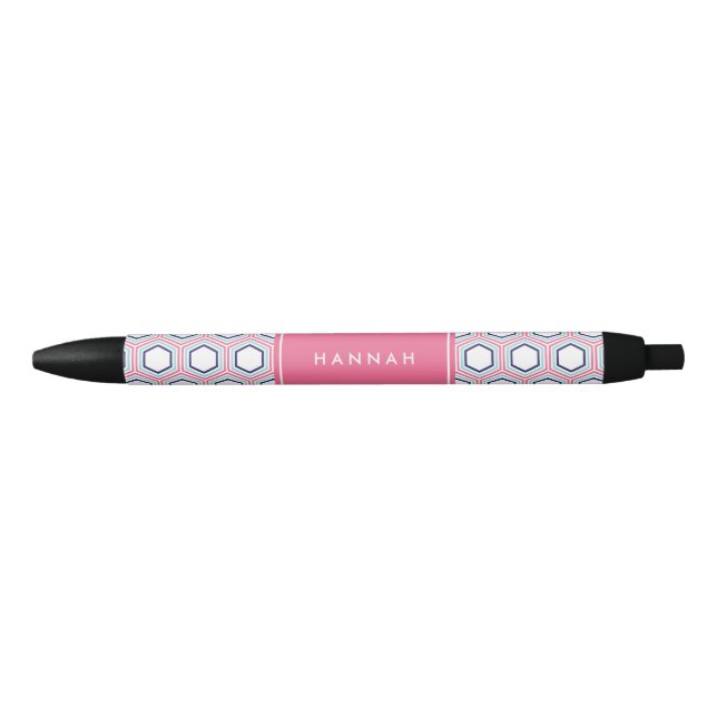 Pink Geometric Pattern Monogram Pen (Front)