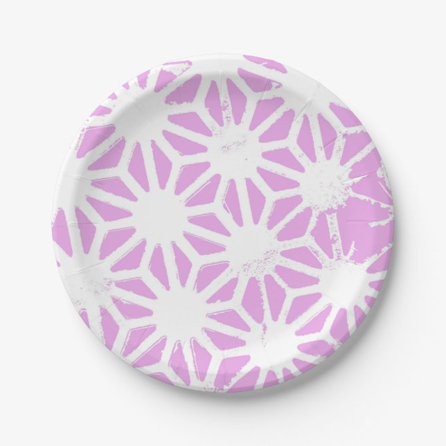 Pink geometric pattern paper plates (Front)