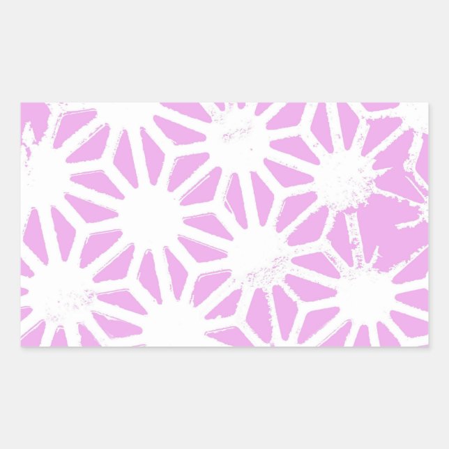 Pink geometric pattern rectangular sticker (Front)