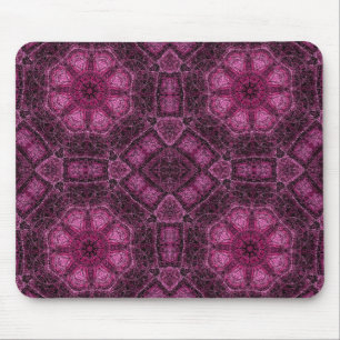Pink Geometric Pattern with Floral Mandala Glow Mouse Pad