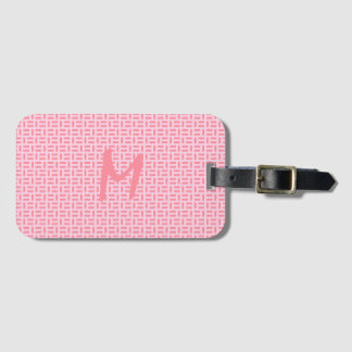 Pink Geometric Patterned Monogram Luggage Tag