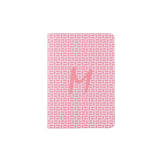 Pink Geometric Patterned Monogram Passport Holder