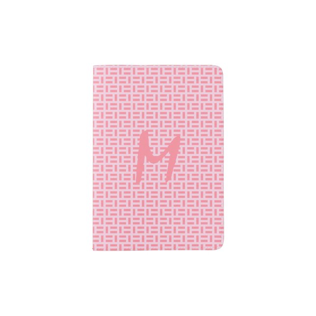 Pink Geometric Patterned Monogram Passport Holder (Front)