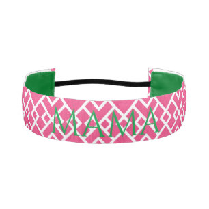 Pink Geometric Preppy, Coquette, Athletic Headband