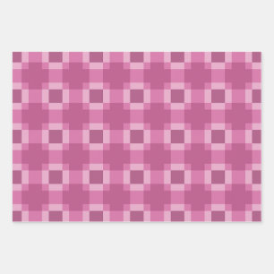 Pink Geometric Quilt Block Pattern Wrapping Paper Sheets