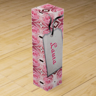 Pink Geometric Roses design Wine Box
