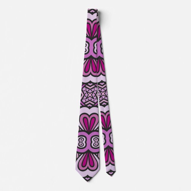 Pink Geometric Seamless Pattern Neck Tie (Front)