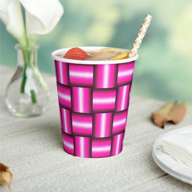 Pink Geometric Seamless Pattern Paper Cups (Insitu)