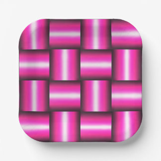 Pink Geometric Seamless Pattern Paper Plates