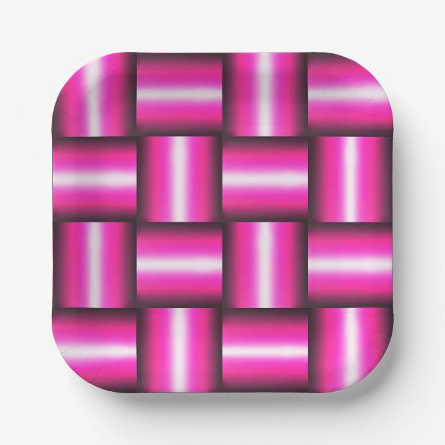 Pink Geometric Seamless Pattern Paper Plates (Front)