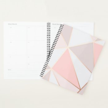 Pink Geometric Shapes Planner by NatureTales at Zazzle