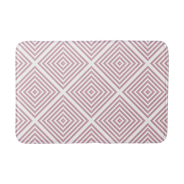 Pink Geometric Squares Bathroom Mat (Front)