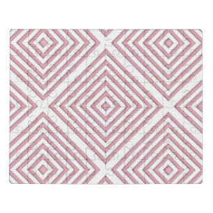 Pink Geometric Squares Jigsaw Puzzle