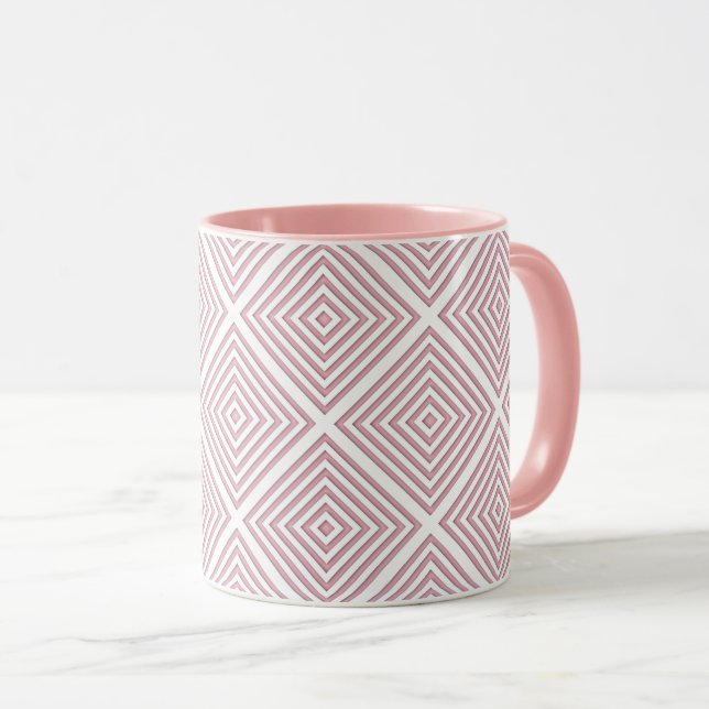 Pink Geometric Squares Mug (Front Right)