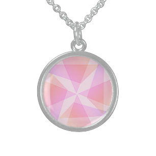 Pink Geometric  Sterling Silver Necklace