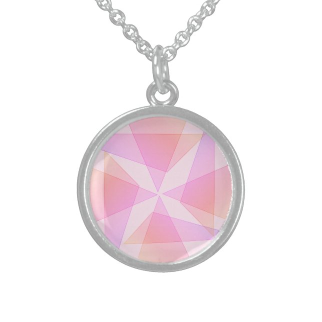 Pink Geometric  Sterling Silver Necklace (Front)