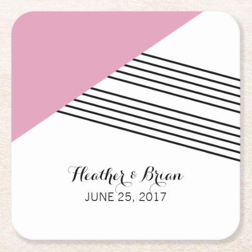Pink Geometric Stripe Paper Coasters