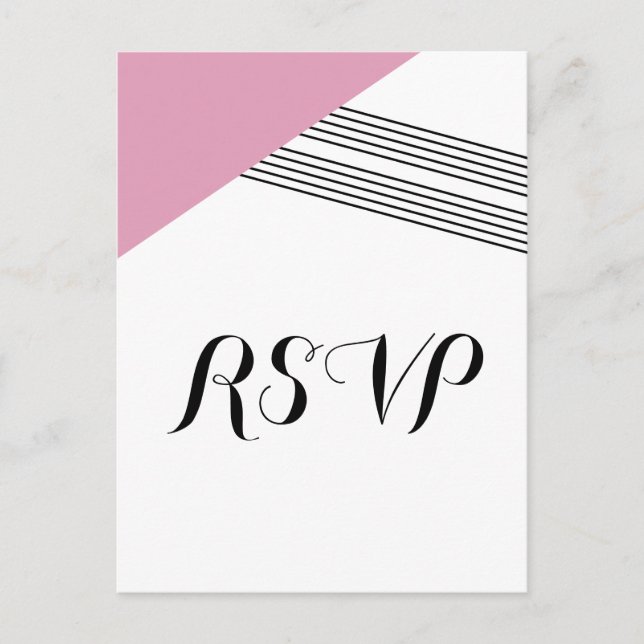 Pink Geometric Stripe Response Postcard (Front)
