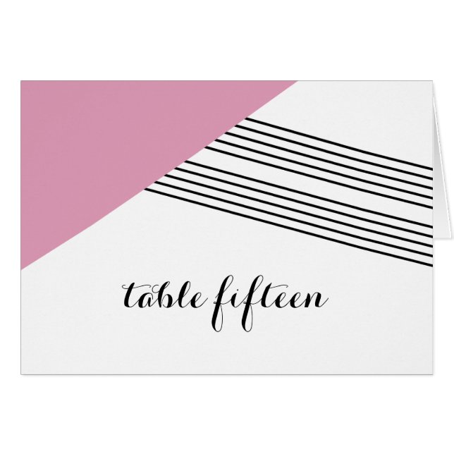 Pink Geometric Stripe Table Number Card (Front Horizontal)