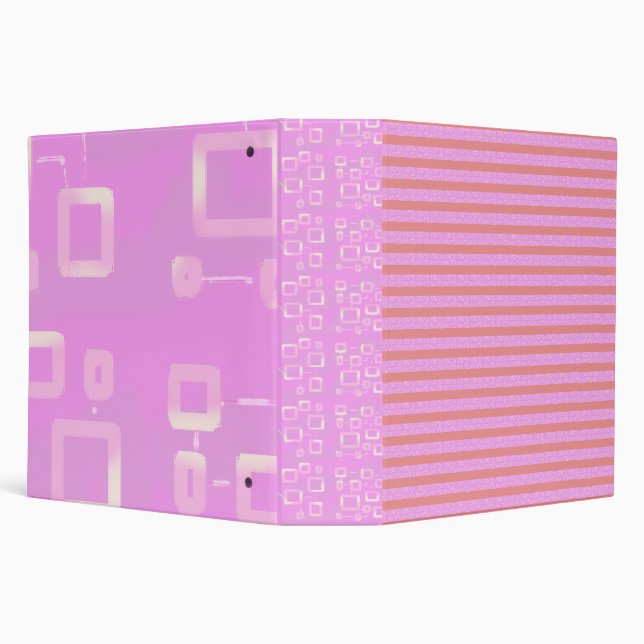 Pink Geometric Stripes  3 Ring Binder (Background)
